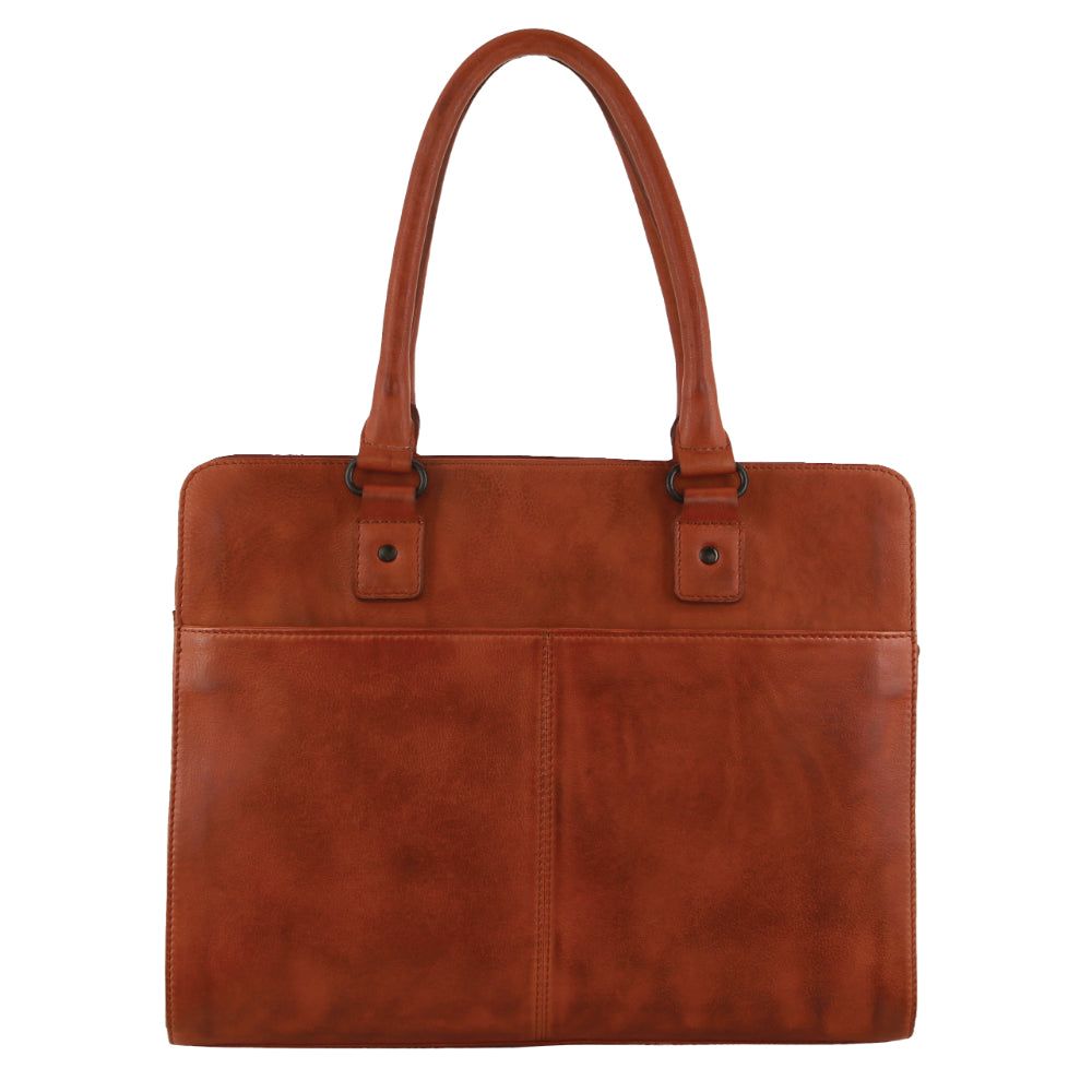 Pierre Cardin Leather Computer Tote Bag Brown | 754023-CNA