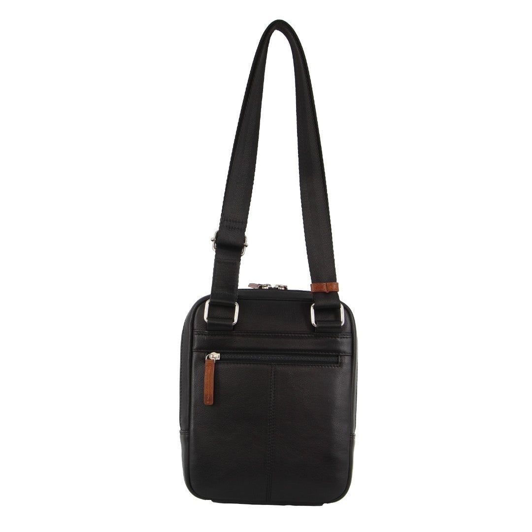 Pierre Cardin Leather Cross-Body Bag Black | 105389-AJT