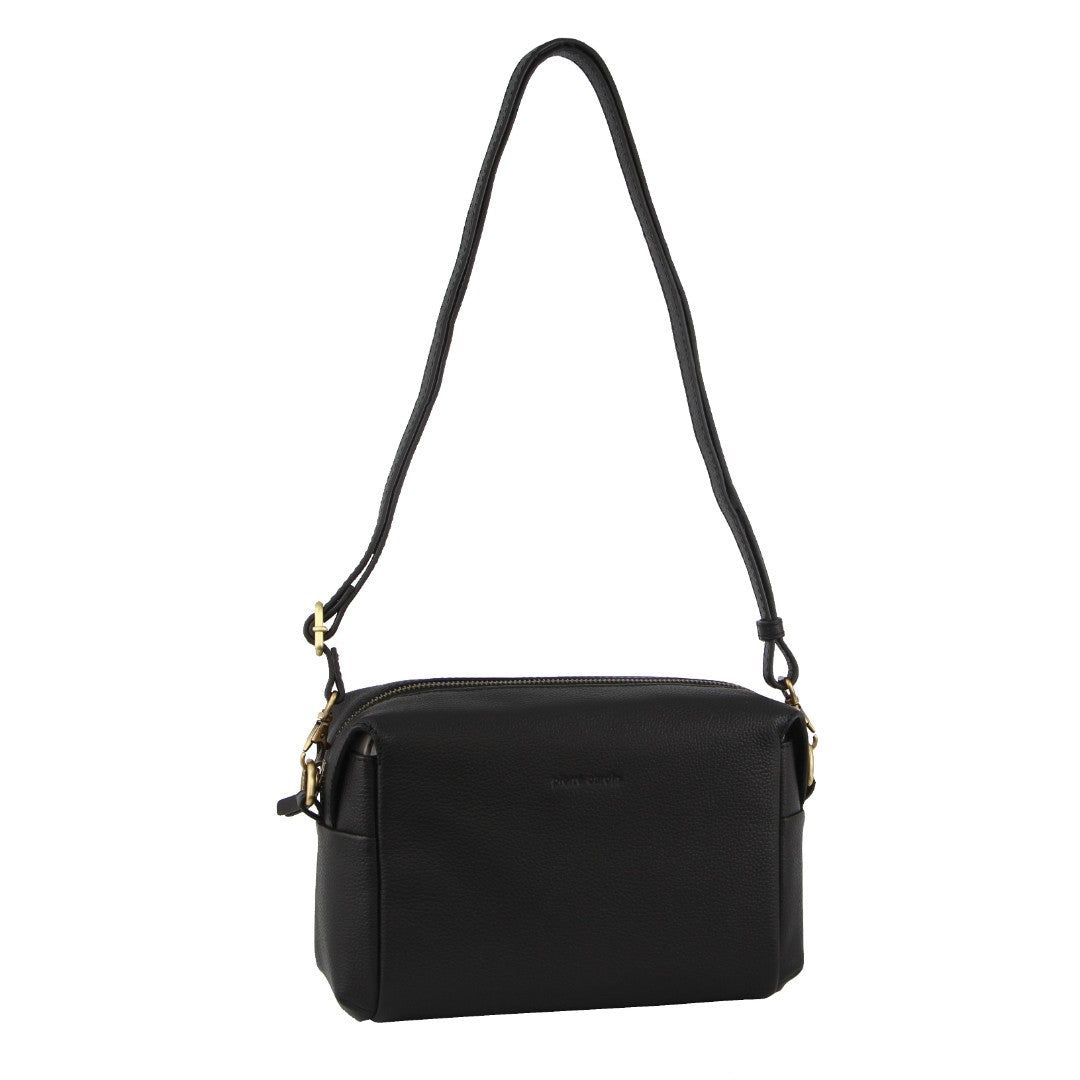 Pierre Cardin Leather Cross-Body Bag Clutch Black | 814062-DQZ