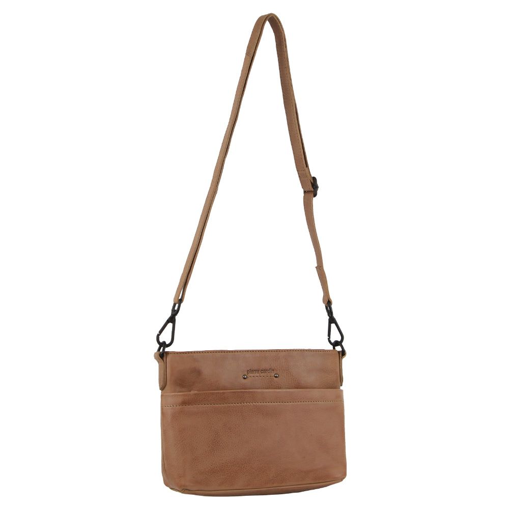 Pierre Cardin Leather Cross-Body Bag Light Brown | 256437-LWA