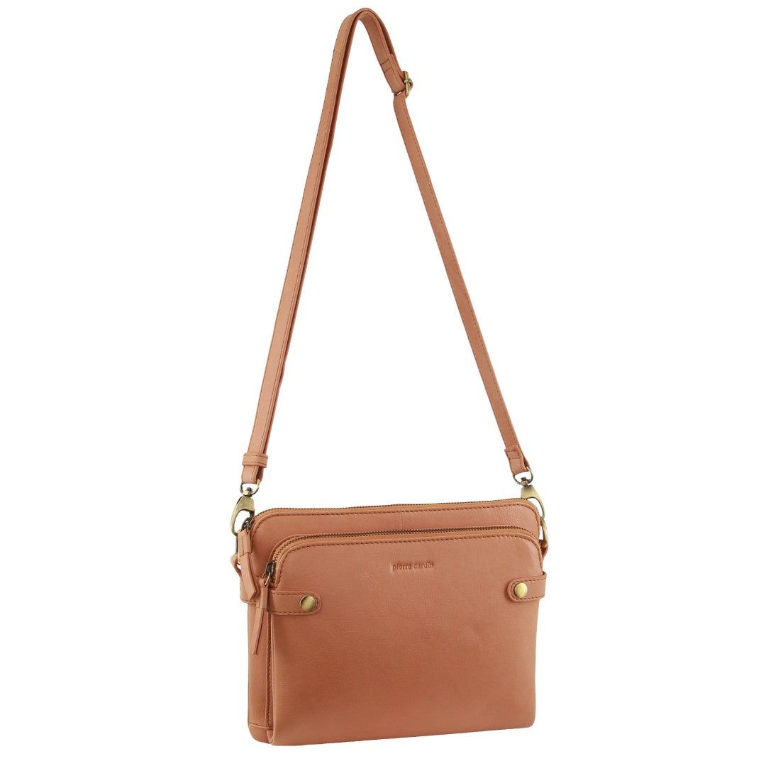 Pierre Cardin Leather Crossbody Bag Apricot | 715298-LVP