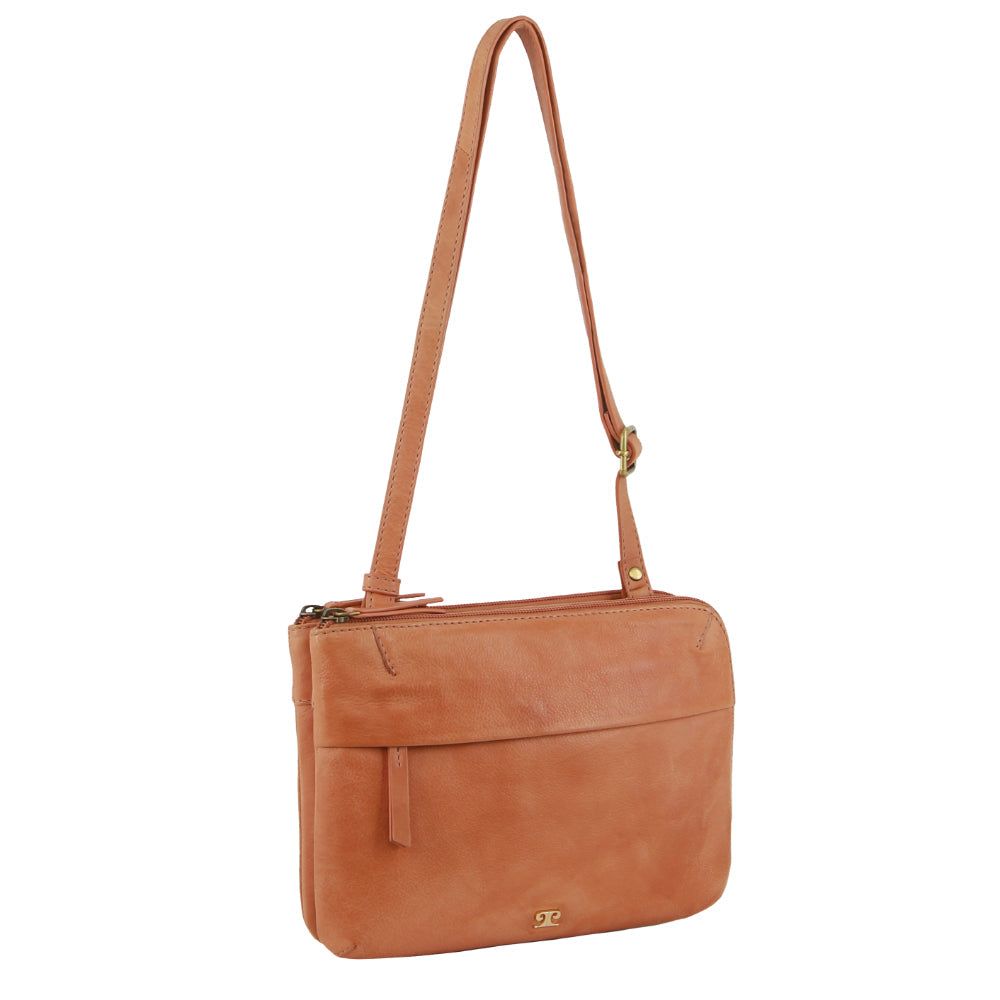 Pierre Cardin Leather Crossbody Bag Apricot | 761435-CLS