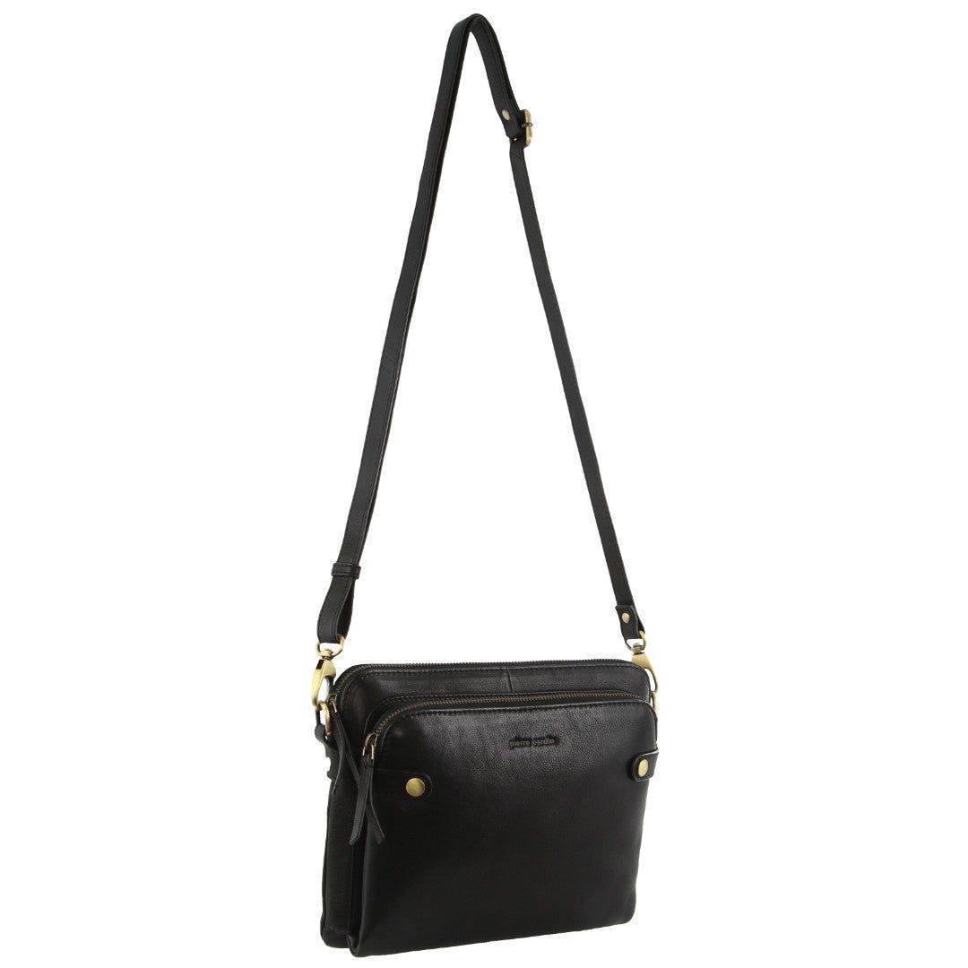 Pierre Cardin Leather Crossbody Bag Black | 015863-KOQ