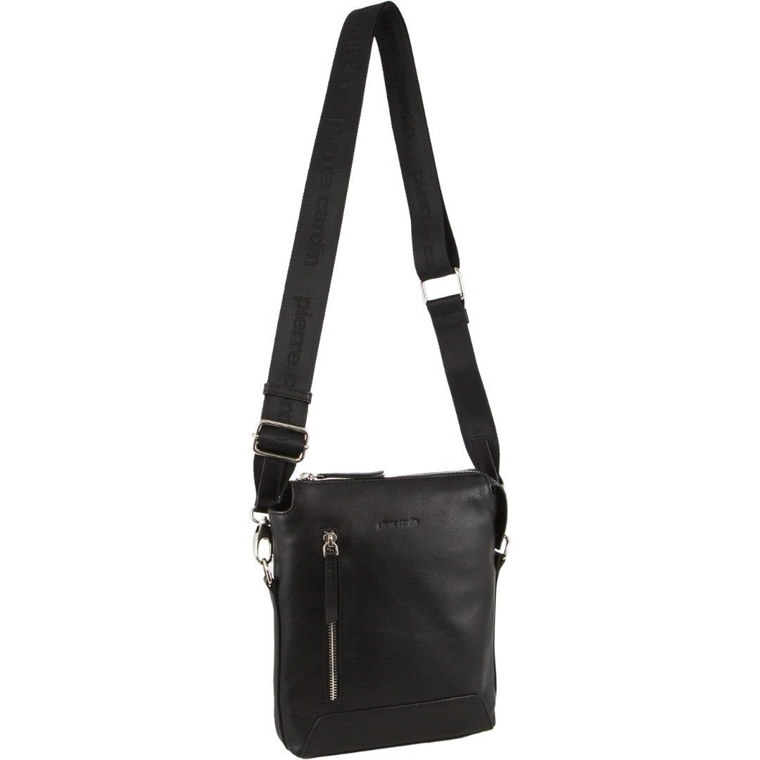 Pierre Cardin Leather Crossbody Bag Black | 231907-NDX