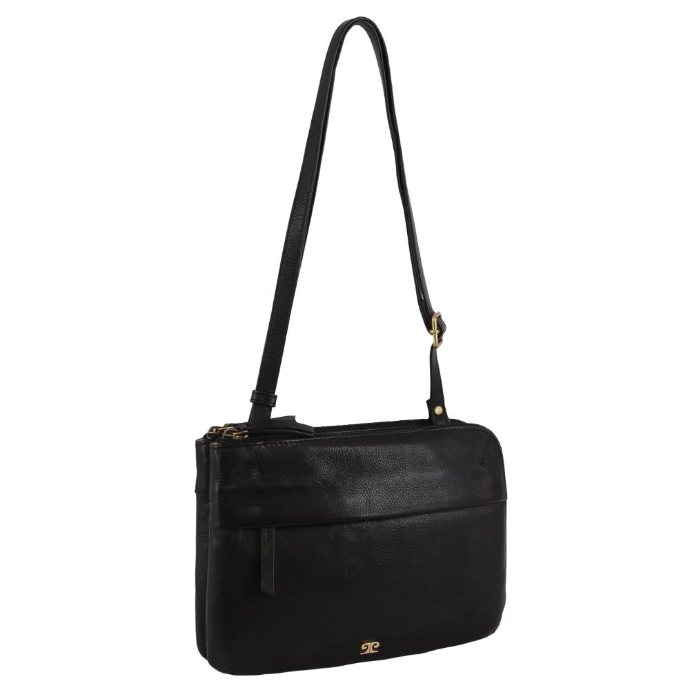 Pierre Cardin Leather Crossbody Bag Black | 271490-FYW