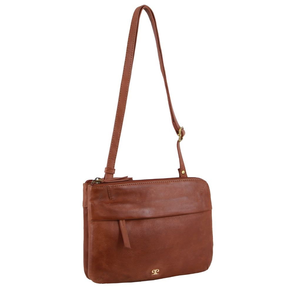 Pierre Cardin Leather Crossbody Bag Brown | 028651-TZW