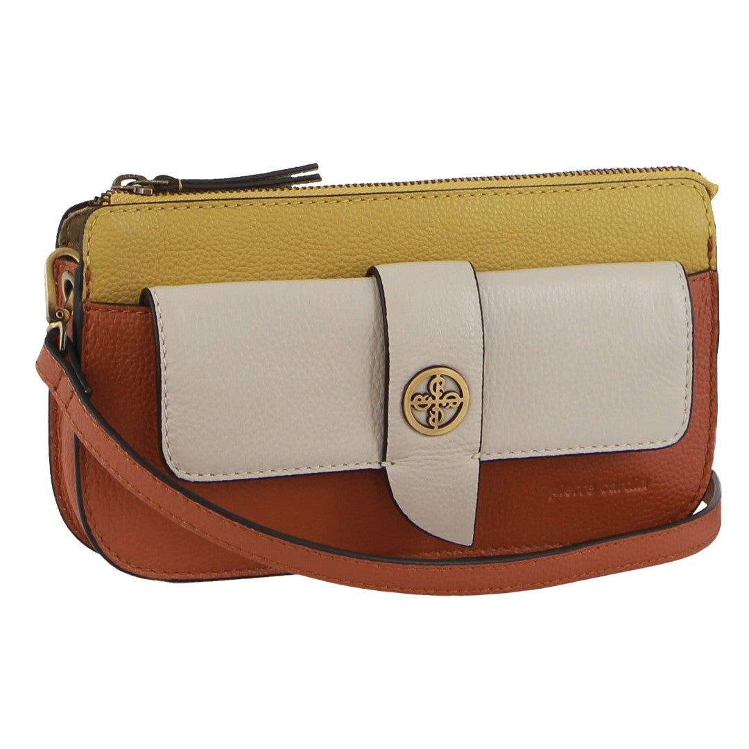 Pierre Cardin Leather Crossbody Clutch Bag Beige | 179064-TJD