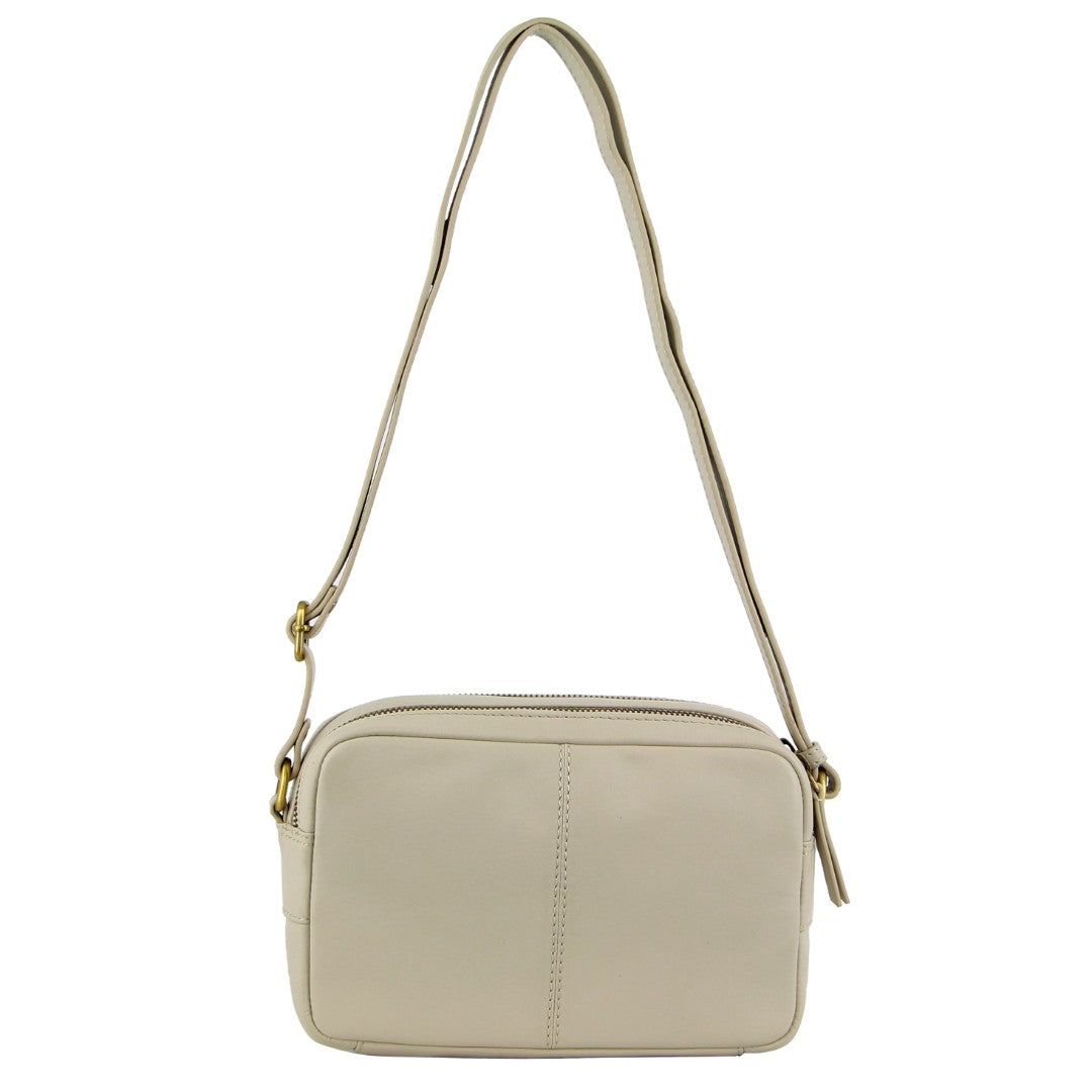 Pierre Cardin Leather Diamond Pattern Embossed Crossbody Bag Beige | 076543-DPH