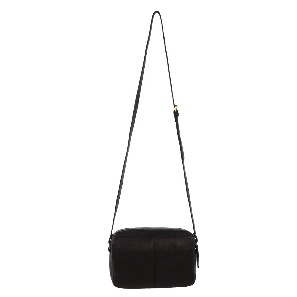 Pierre Cardin Leather Double Zip Bag Black | 451960-BSE