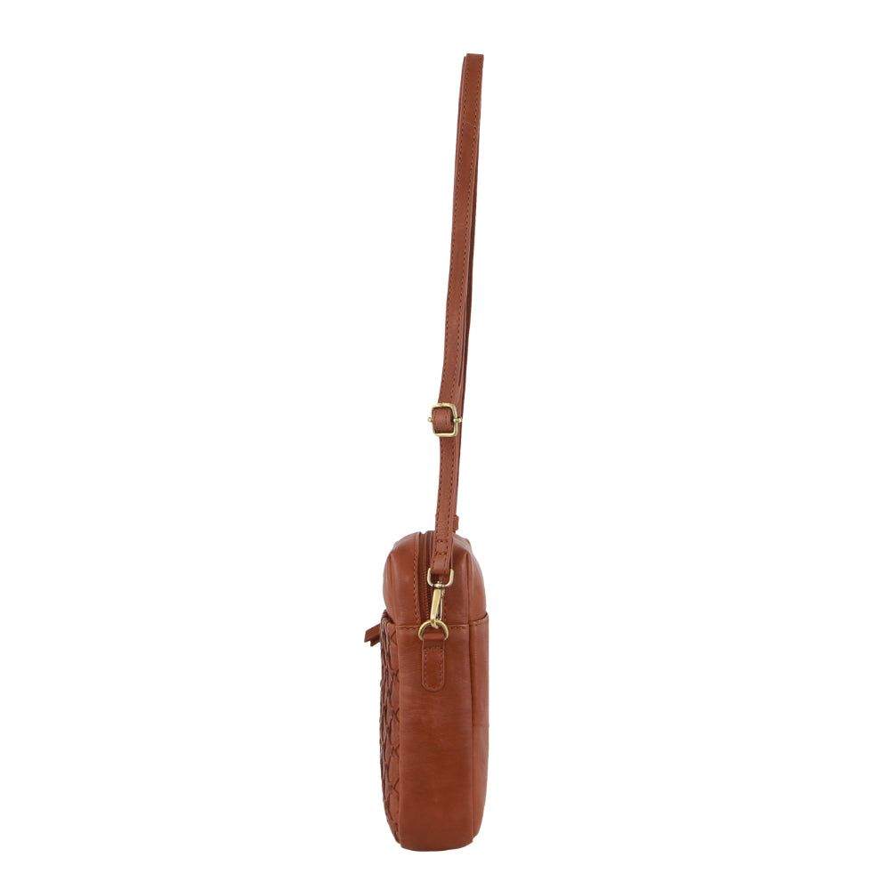 Pierre Cardin Leather Embossed Phone Crossbody Bag Brown | 803271-WOM