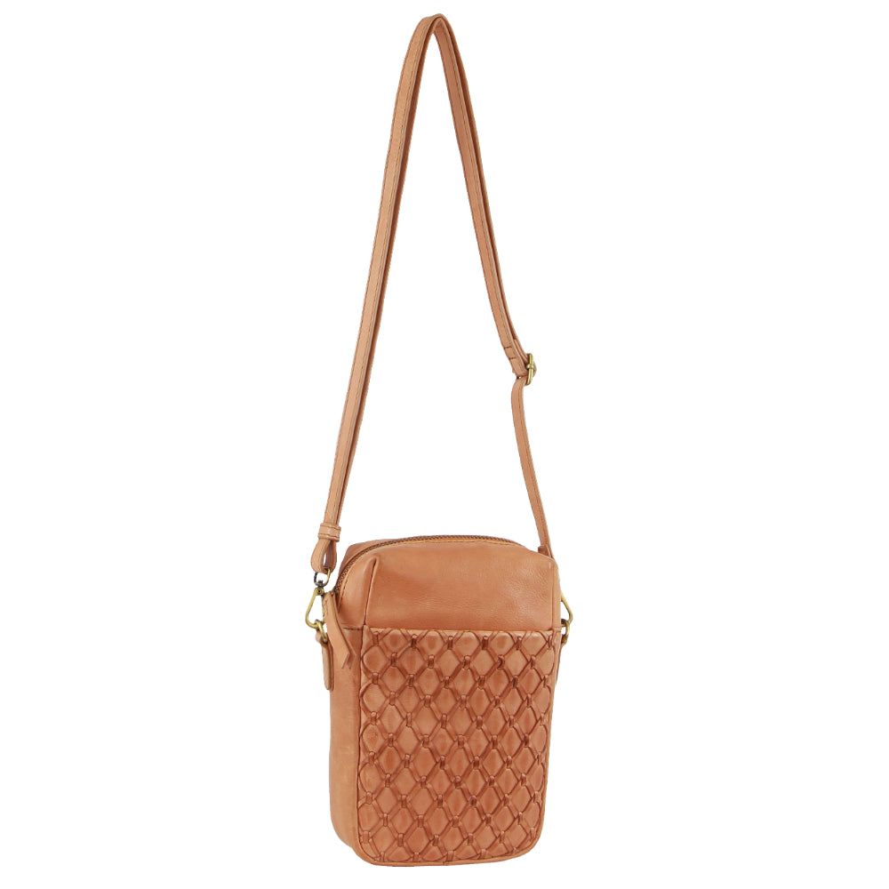 Pierre Cardin Leather Embossed Phone Crossbody Bag Apricot | 173495-RIZ