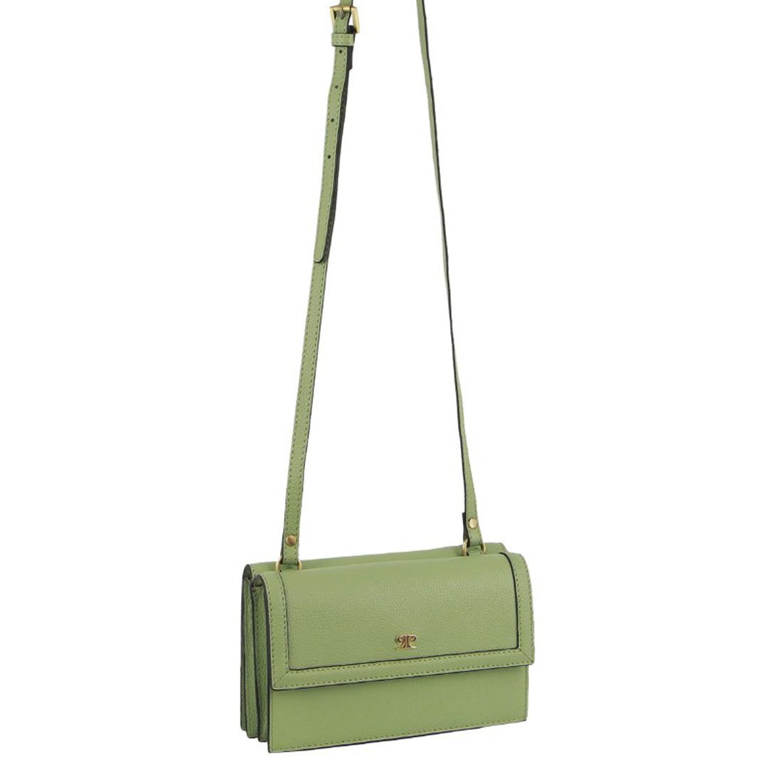 Pierre Cardin Leather Flap Over Cross-Body Bag Jade | 726950-BZT