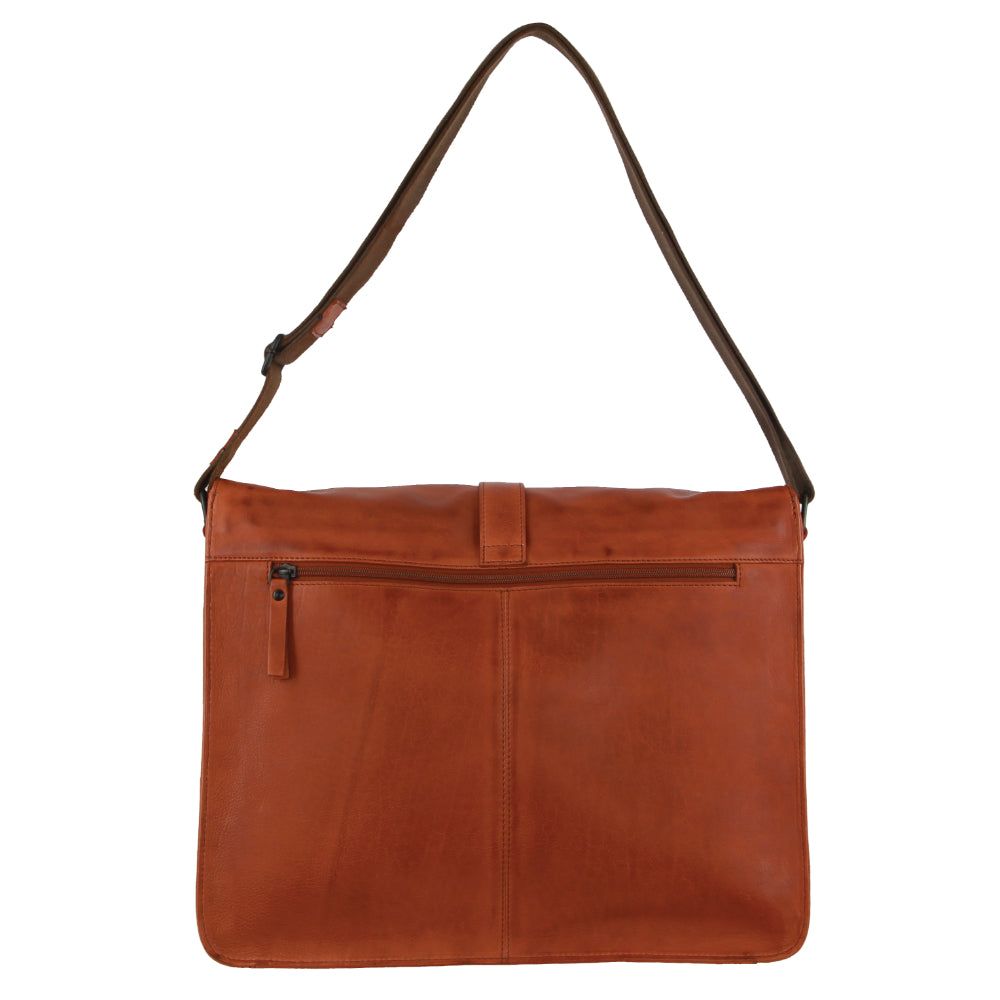 Pierre Cardin Leather Flap-over Computer Bag Brown | 817954-PIT