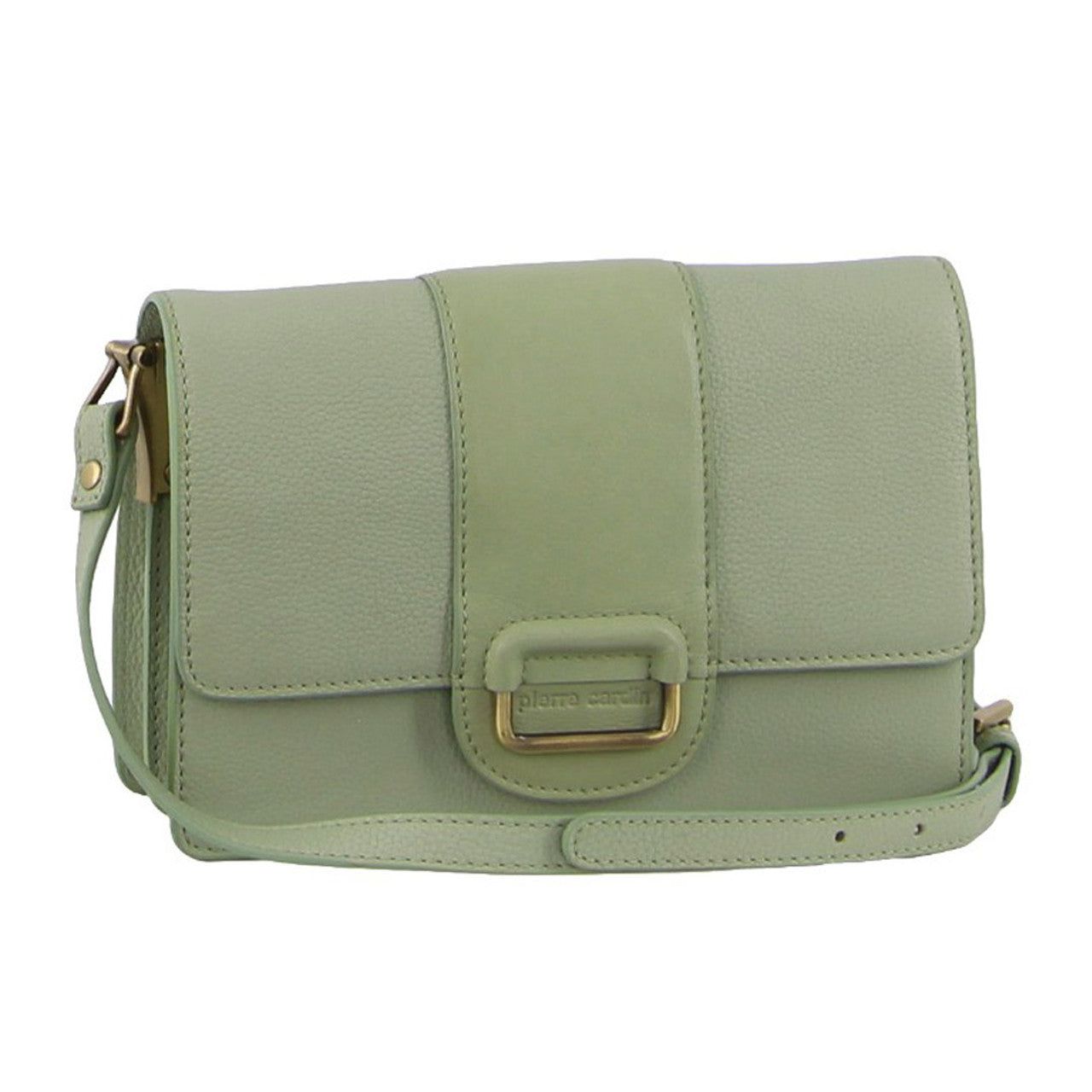 Pierre Cardin Leather Flapover Cross-Body Clutch Jade | 704825-KHR