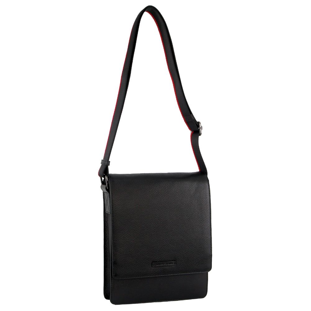 Pierre Cardin Leather Flap-over Cross-Body Bag Black | 130245-TBQ