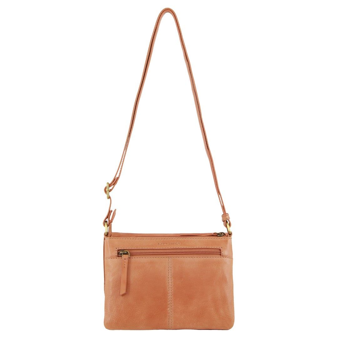 Pierre Cardin Leather Flap-over Crossbody Bag Apricot | 106458-HVW