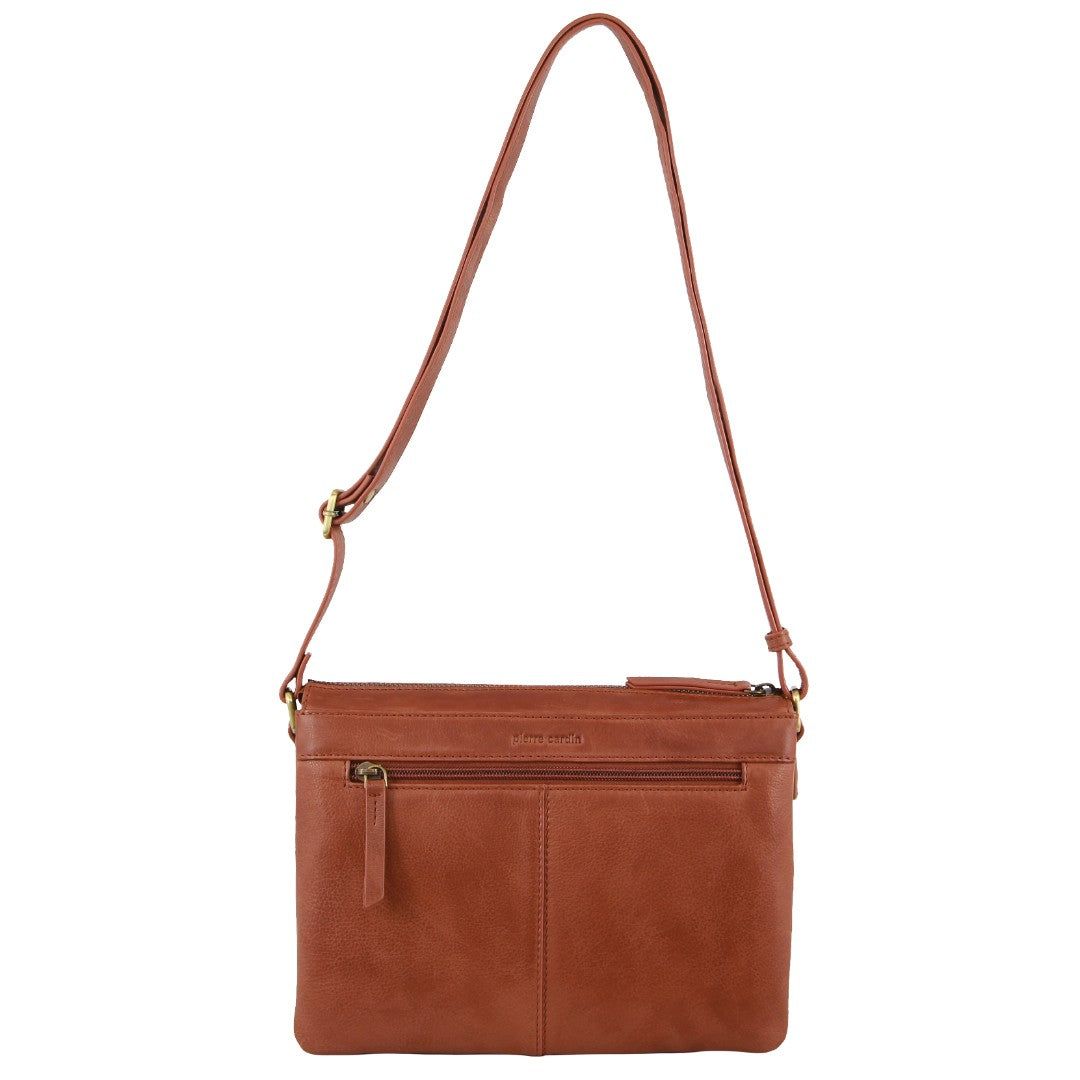 Pierre Cardin Leather Layered Style Crossbody Bag Brown | 946258-MDN