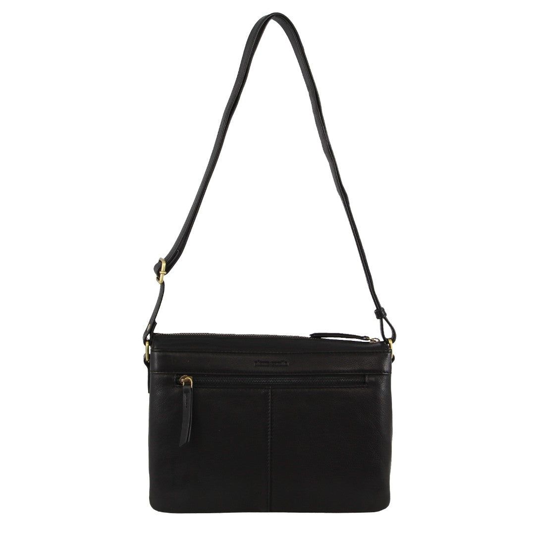 Pierre Cardin Leather Layered Style Crossbody Bag Black | 374820-FAP