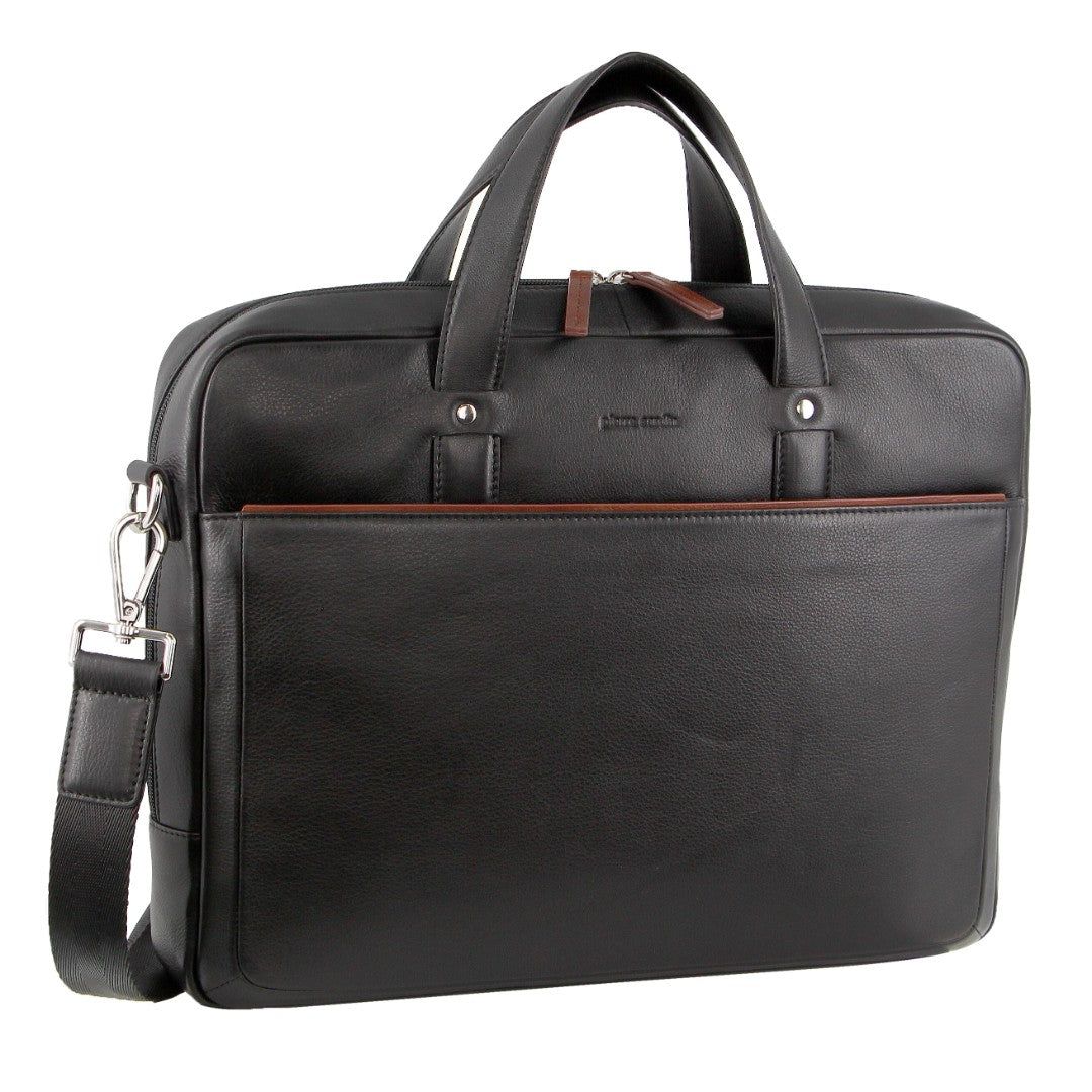 Pierre Cardin Leather Multi-Compartment Business Bag Black | 780129-PFI