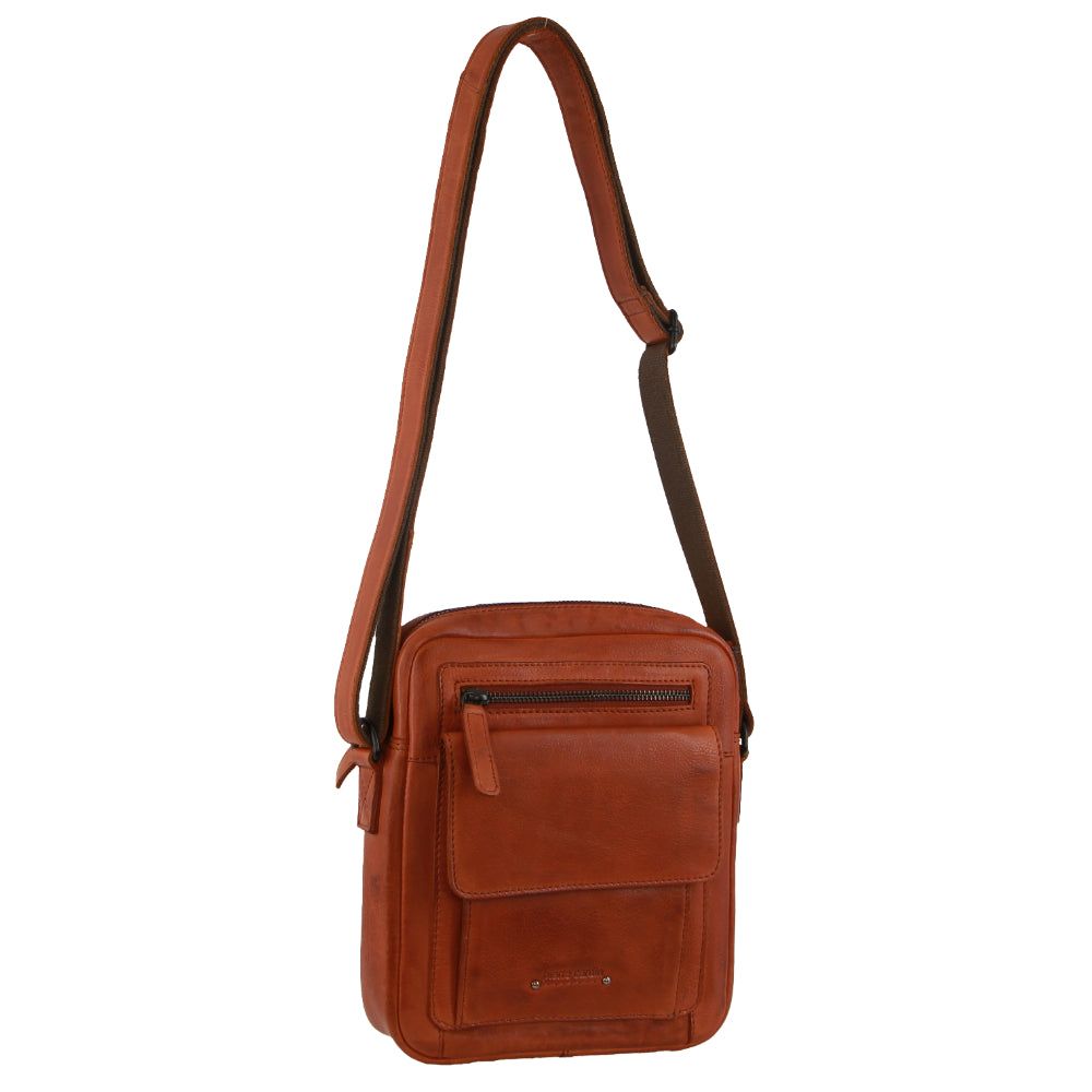 Pierre Cardin Leather Multi-Compartment Cross-Body Bag Brown | 572410-DXG