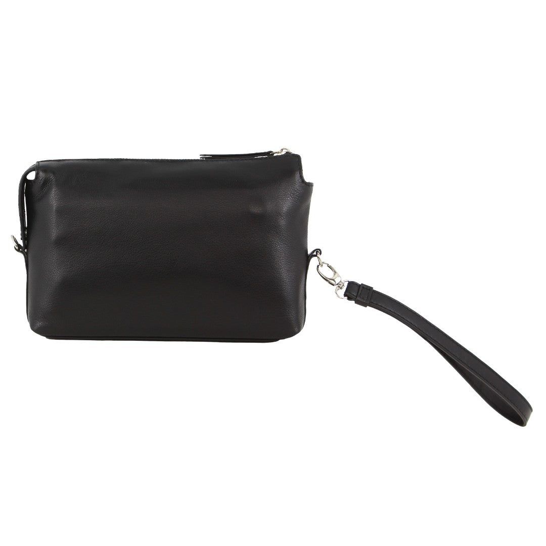 Pierre Cardin Leather Organiser Bag Black | 325019-UCP