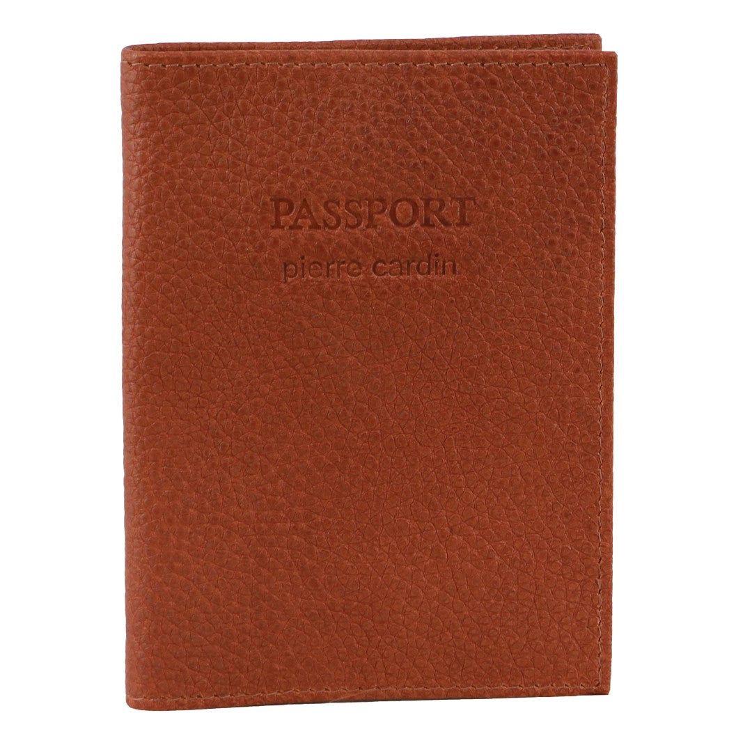 Pierre Cardin Leather Passport Wallet Cover Brown | 750239-WCA