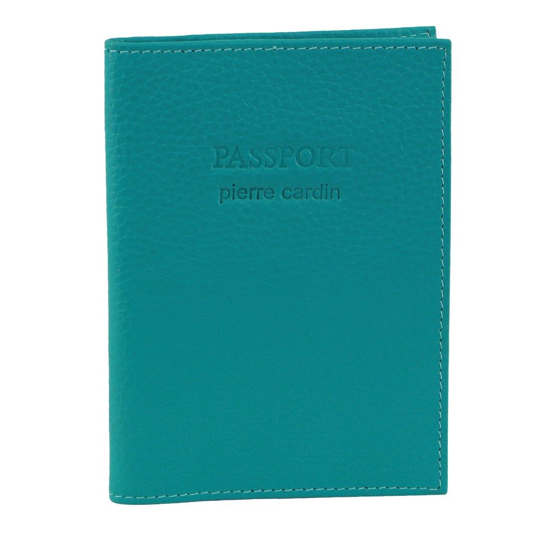 Pierre Cardin Leather Passport Wallet Cover Turquoise | 198276-TZH