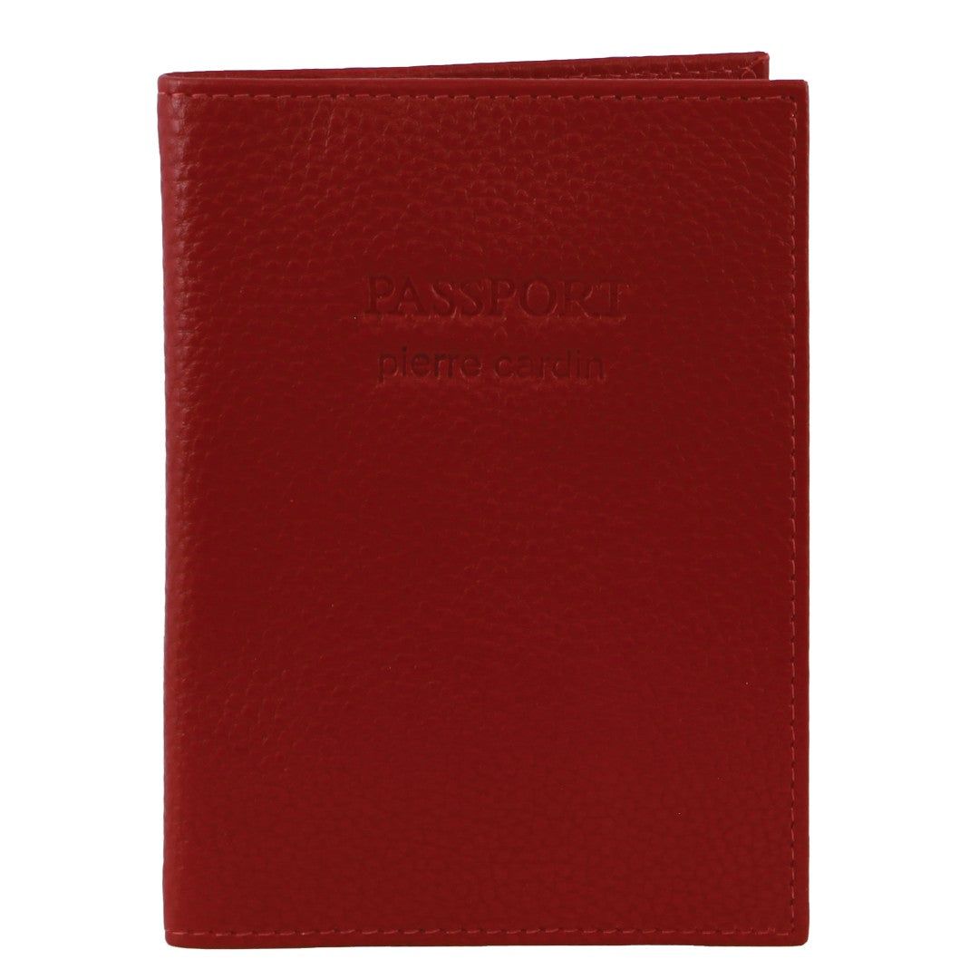 Pierre Cardin Leather Passport Wallet Cover Red | 257610-RBQ