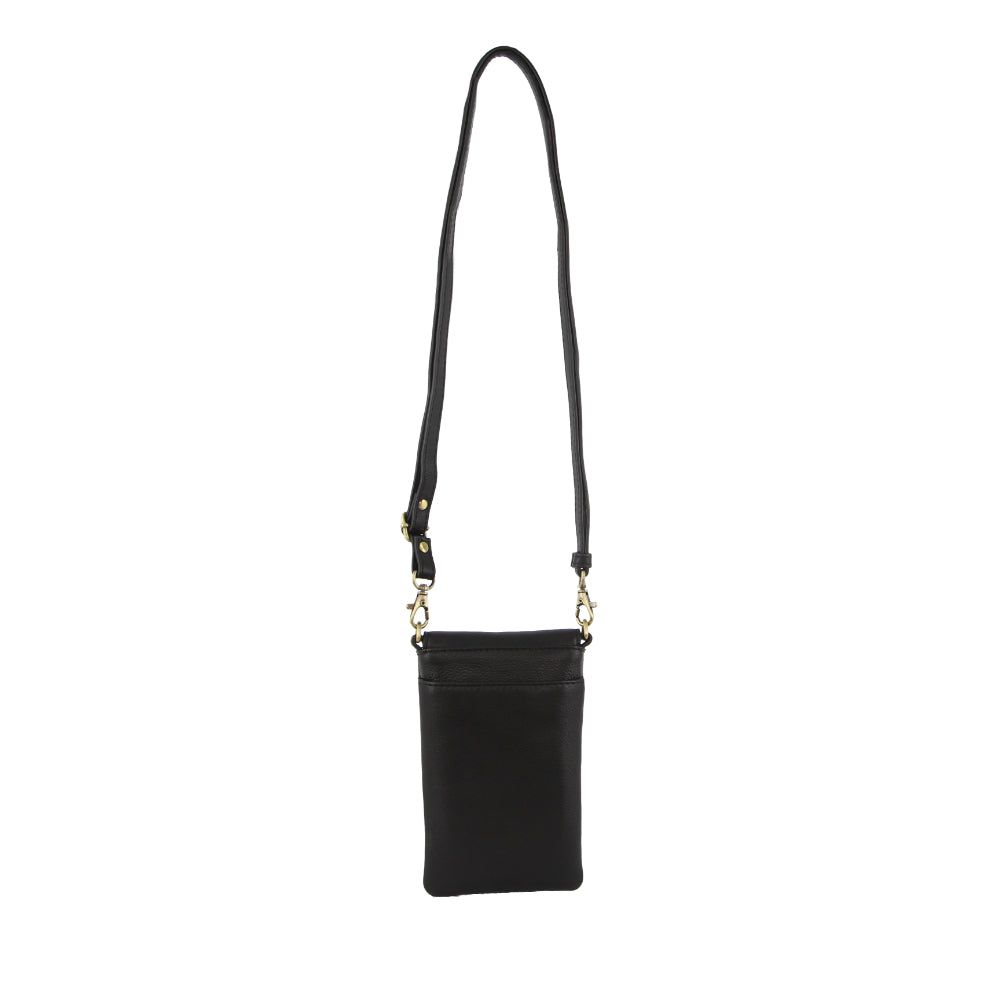 Pierre Cardin Leather Phone Cross-Body Bag Black | 756190-AMF