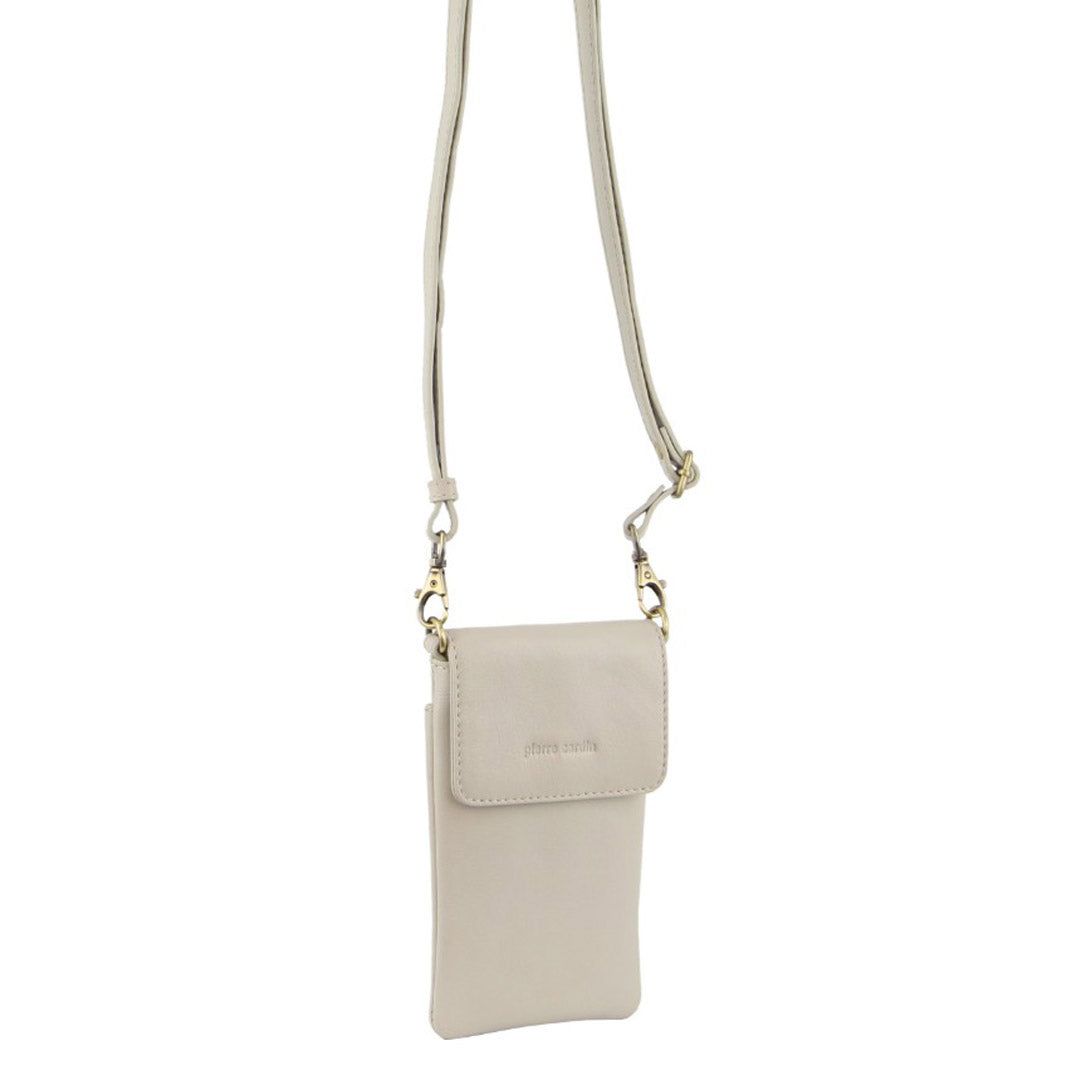 Pierre Cardin Leather Phone Cross-Body Bag Beige | 794103-WSV