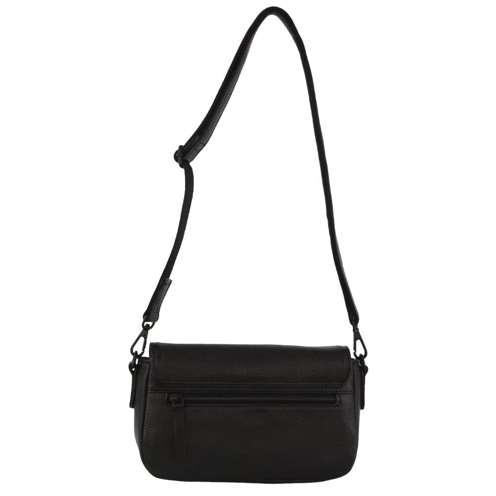 Pierre Cardin Leather Pleated Design Crossbody Bag Black | 932564-IMV