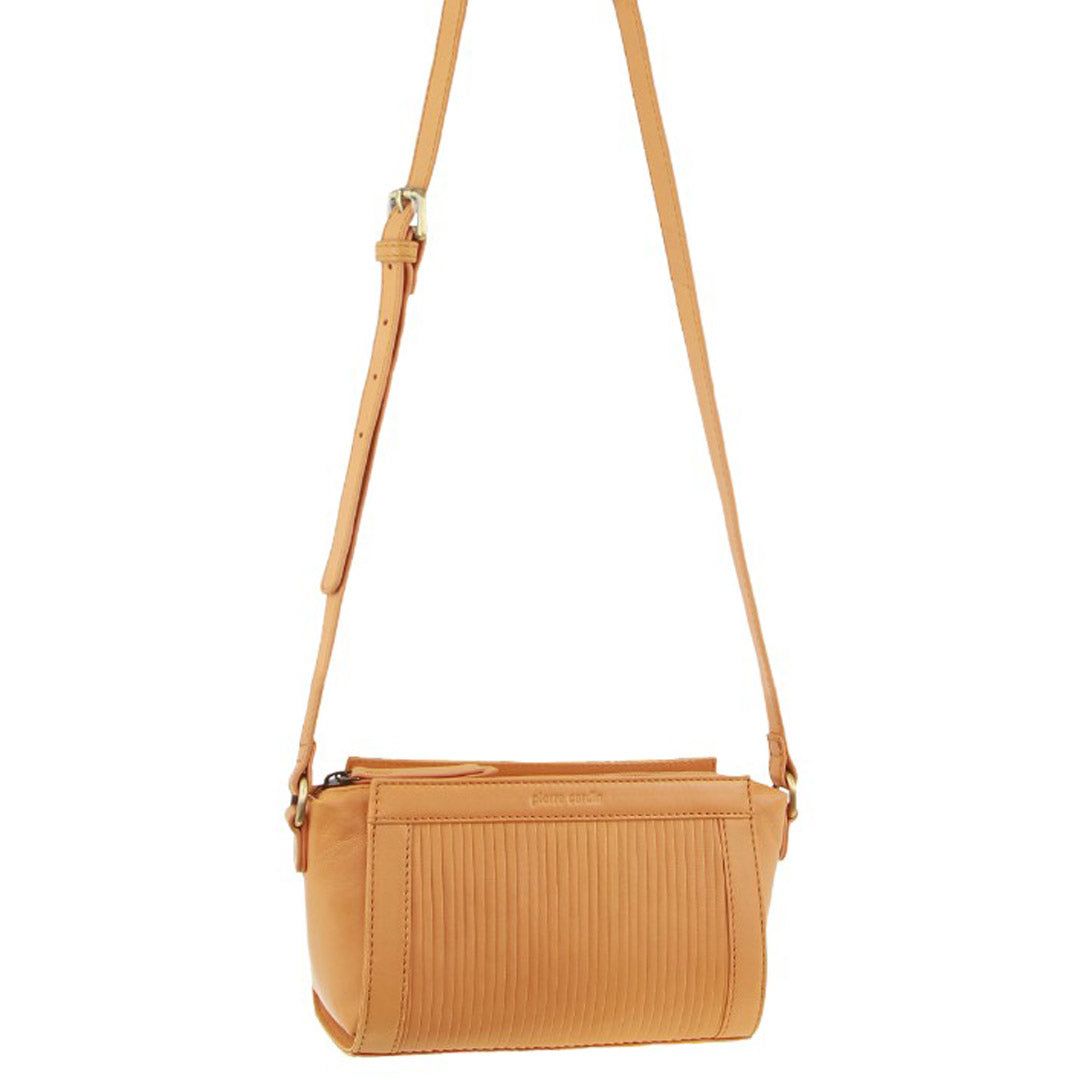 Pierre Cardin Leather Pleated Design Crossbody Bag Apricot | 946023-RMI