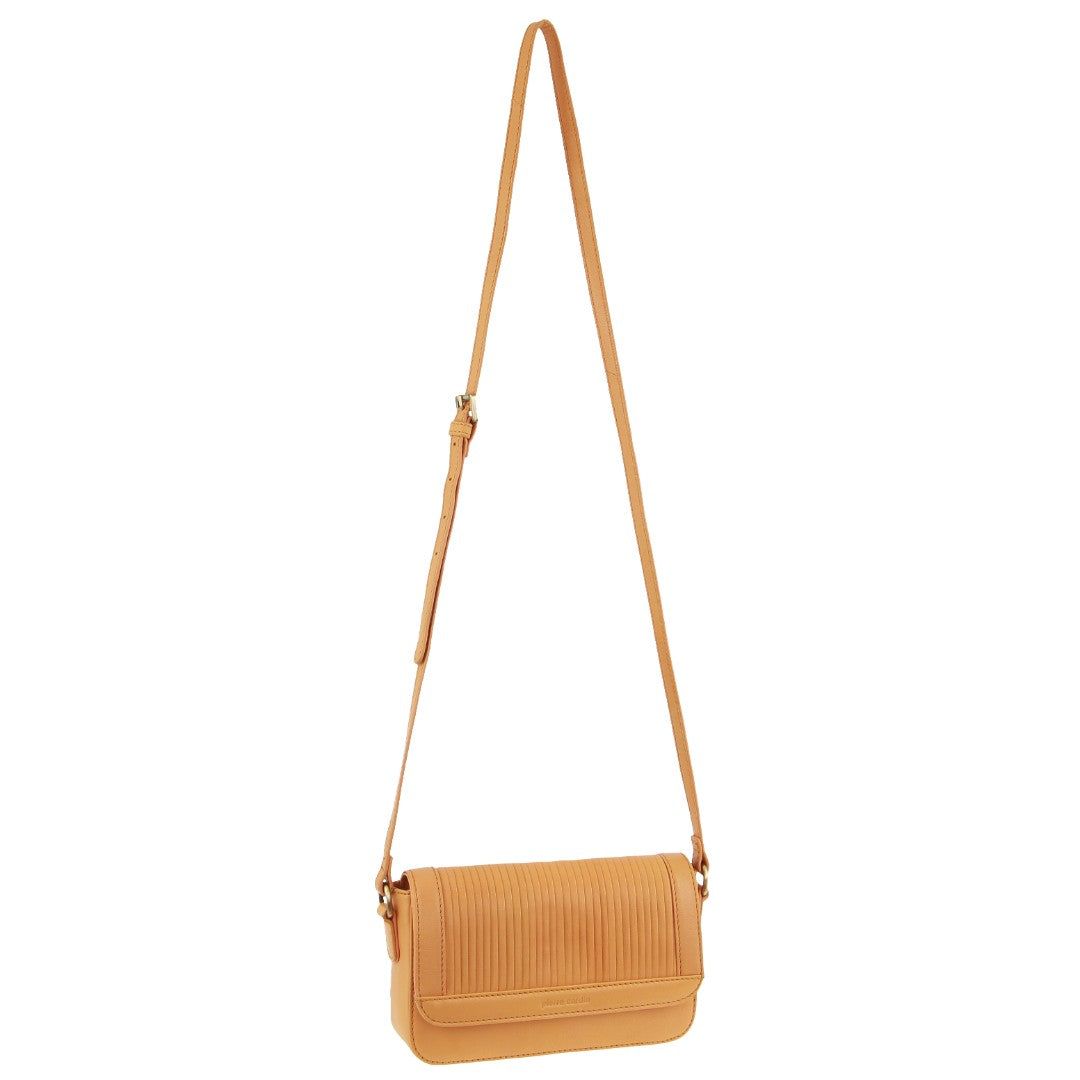 Pierre Cardin Leather Pleated Design Crossbody Bag Apricot | 206391-NIS