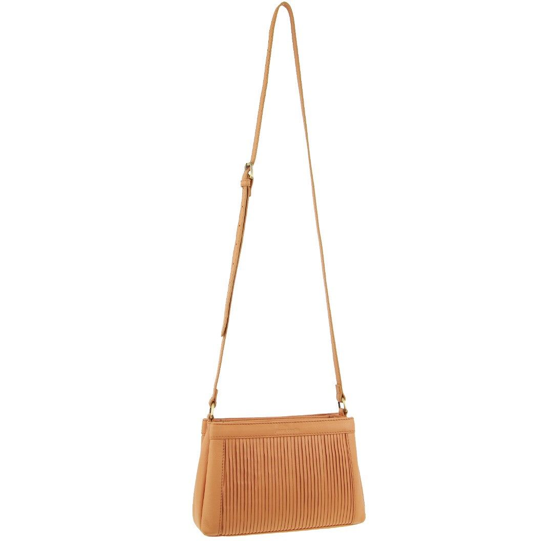 Pierre Cardin Leather Pleated Design Crossbody Bag Apricot | 250846-NCO