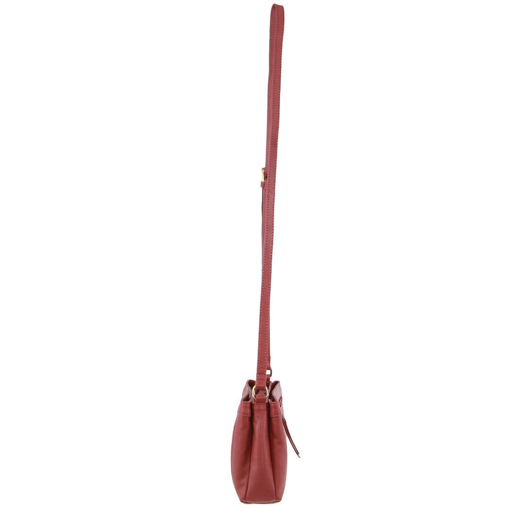 Pierre Cardin Leather Pleated Design Crossbody Bag Marsala | 310248-TXV