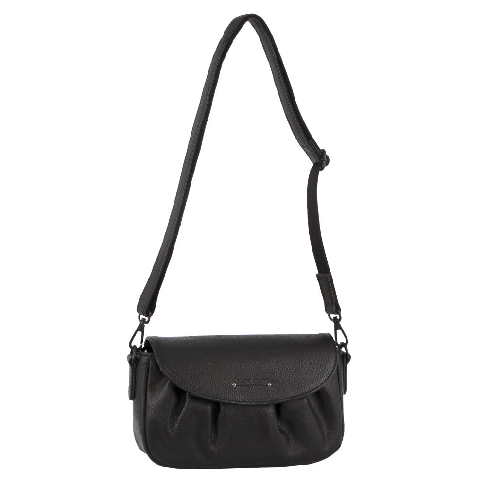 Pierre Cardin Leather Pleated Design Crossbody Bag Black | 591683-OER