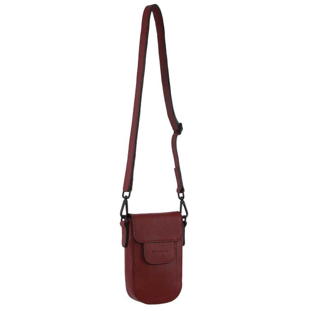 Pierre Cardin Leather Rustic Phone Bag Dark Red | 618354-QLF