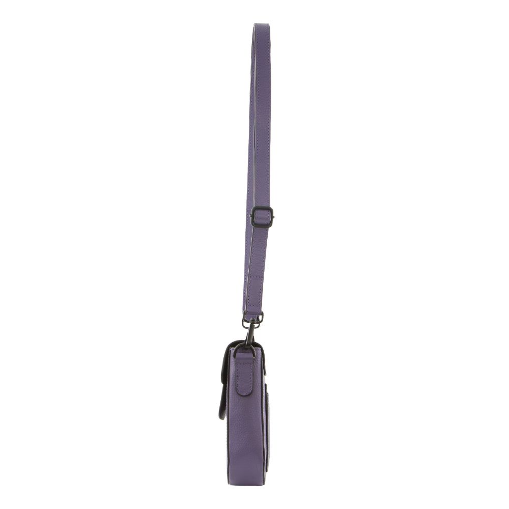 Pierre Cardin Leather Rustic Phone Bag Purple | 205791-TZJ