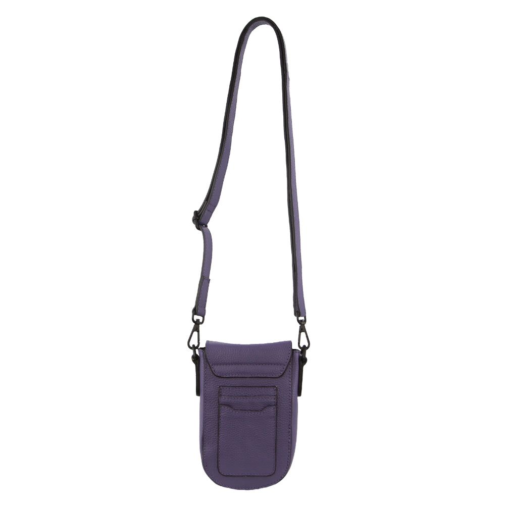 Pierre Cardin Leather Rustic Phone Bag Purple | 205791-TZJ