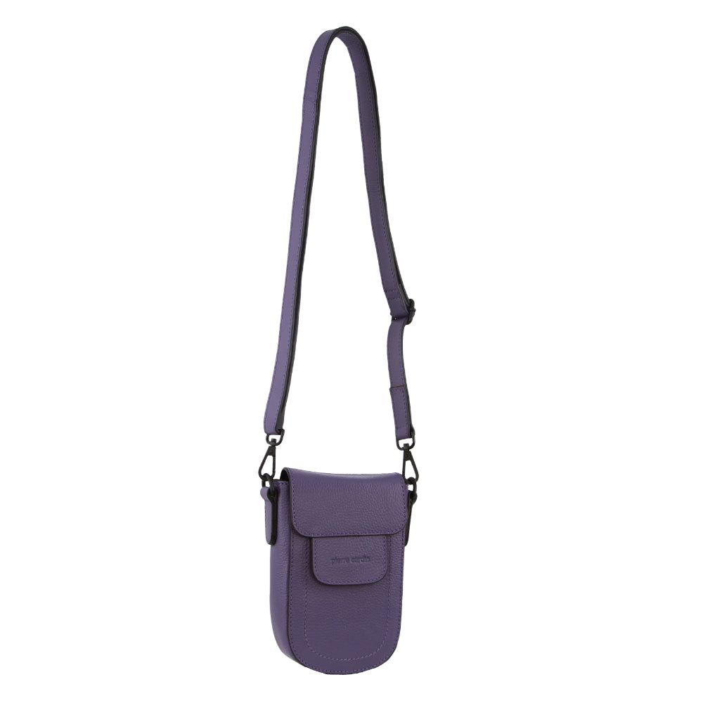 Pierre Cardin Leather Rustic Phone Bag Purple | 205791-TZJ