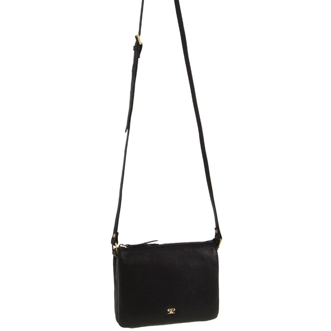 Pierre Cardin Leather Sleek Crossbody Bag Black | 920745-SAC