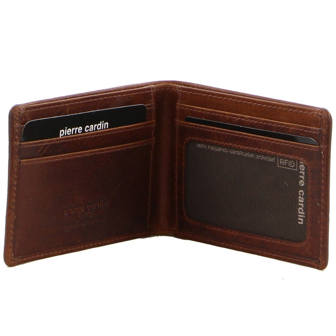 Pierre Cardin Leather Slimline Bi-Fold Wallet Brown | 860792-APG