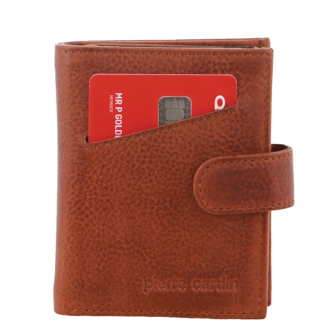 Pierre Cardin Leather Smart Slide Card Holder Tab Wallet Brown | 762345-LTW