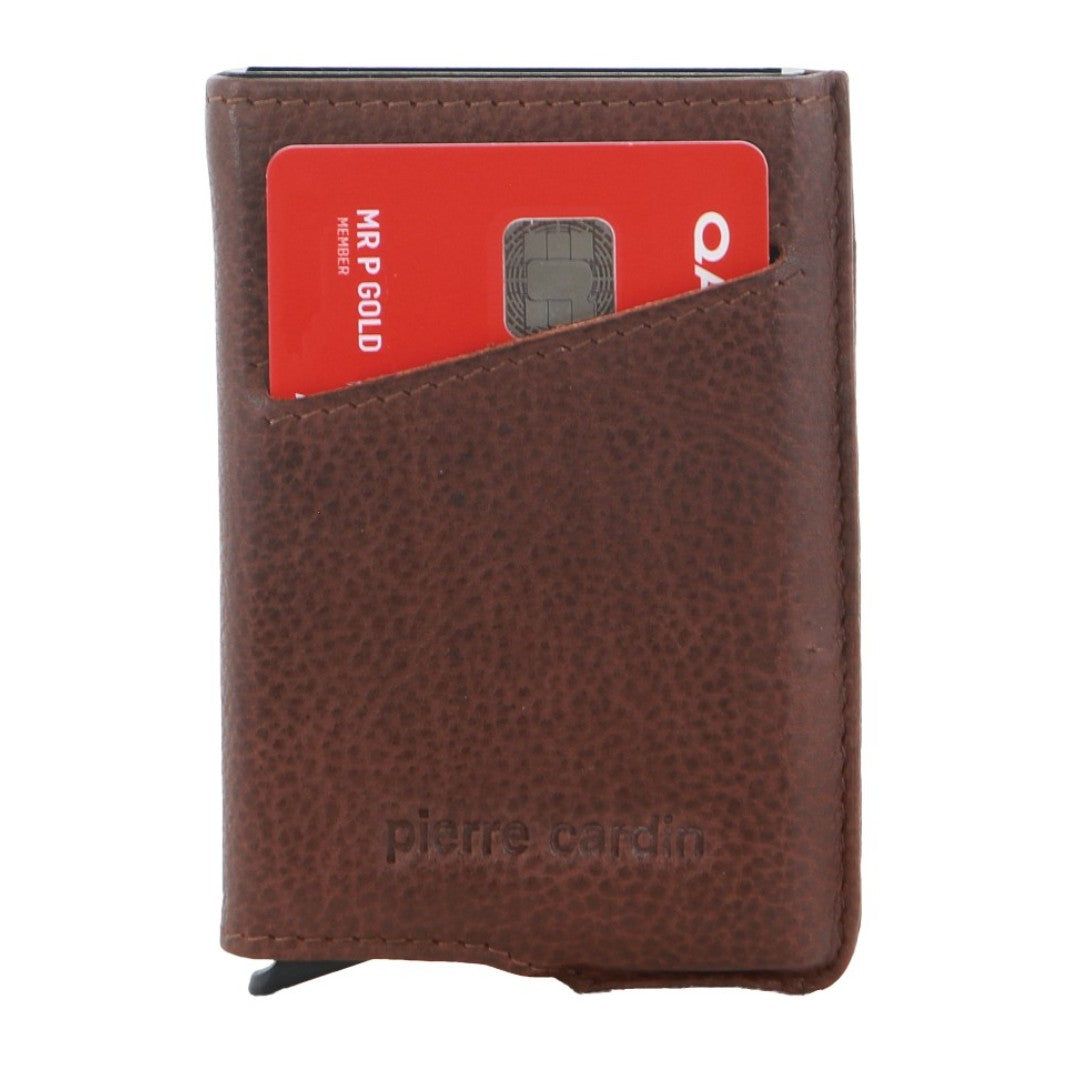 Pierre Cardin Leather Smart Slide Card Holder Tab Wallet Brown | 790582-TYR