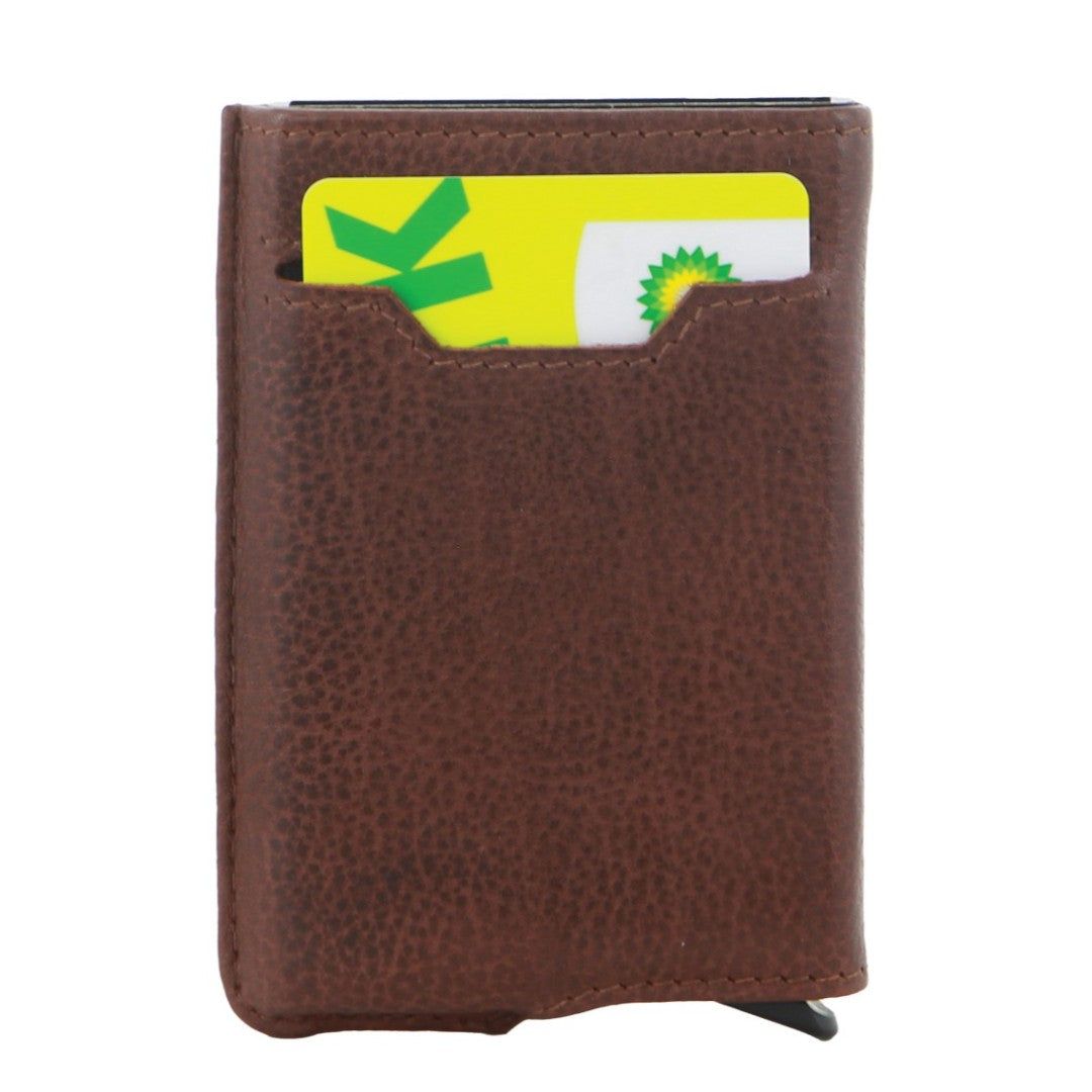 Pierre Cardin Leather Smart Slide Card Holder Tab Wallet Brown | 790582-TYR