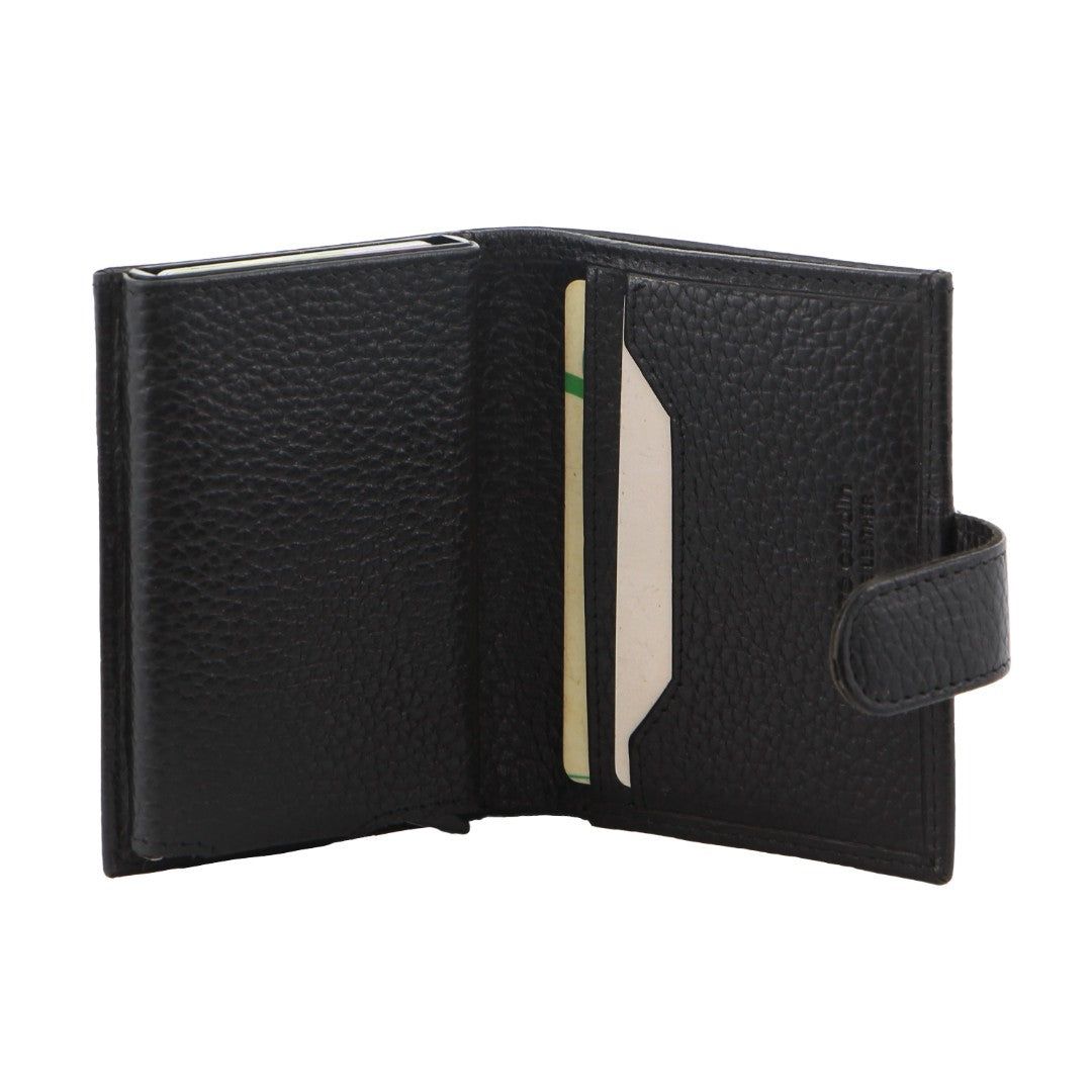 Pierre Cardin Leather Smart Slide Card Holder Tab Wallet Black | 170926-HUP