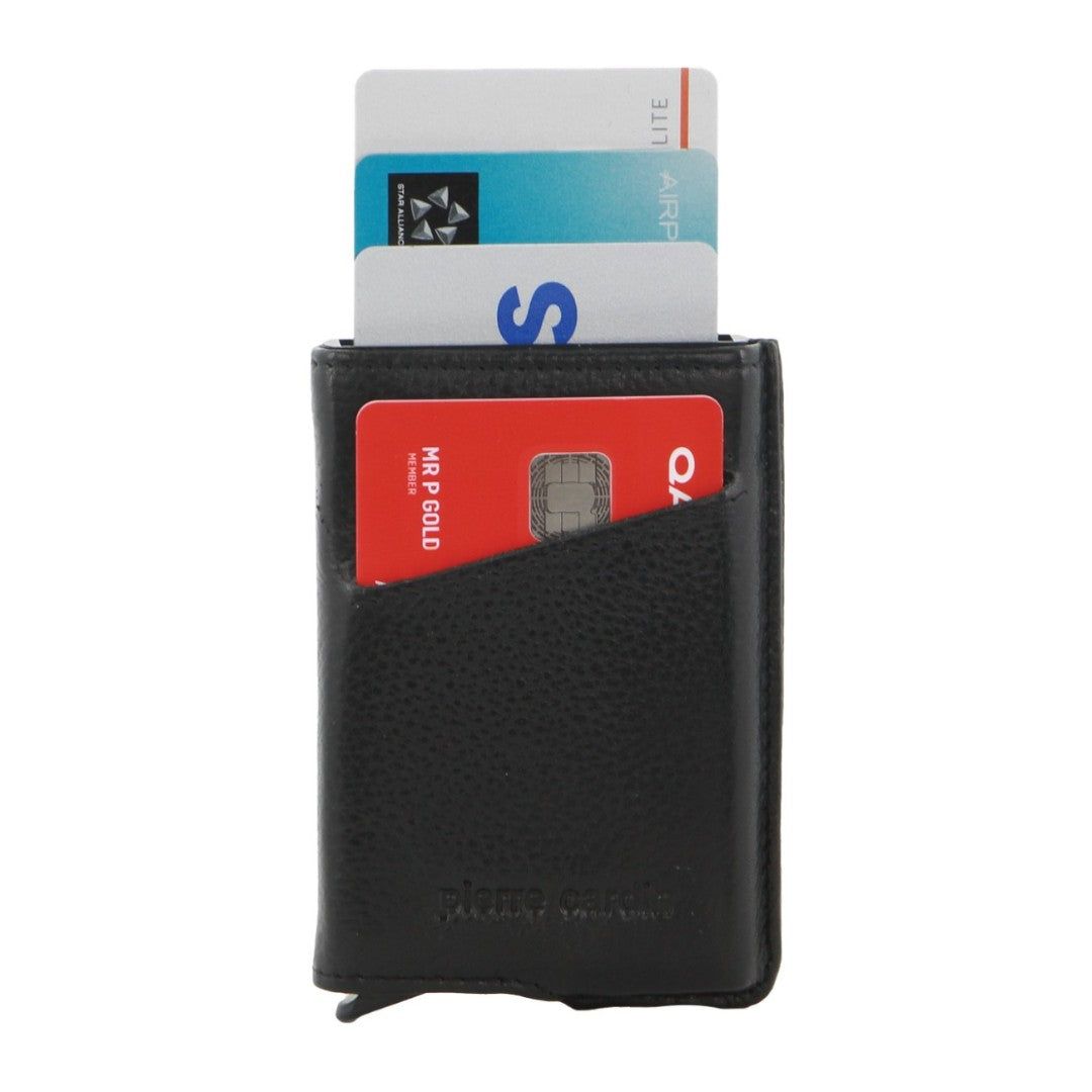 Pierre Cardin Leather Smart Slide Card Holder Tab Wallet Black | 463120-HQB