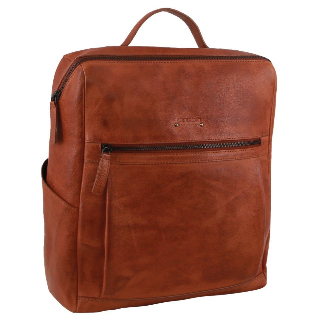 Pierre Cardin Leather Square Backpack Brown | 209143-UHZ