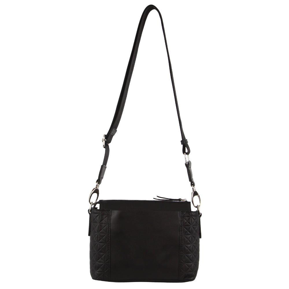 Pierre Cardin Leather Square Crossbody Bag Black | 168375-ALH