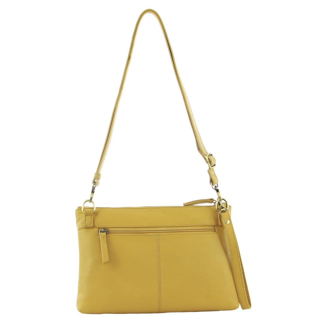 Pierre Cardin Leather Stitch-design Cross-body Bag Yellow | 784560-CTM